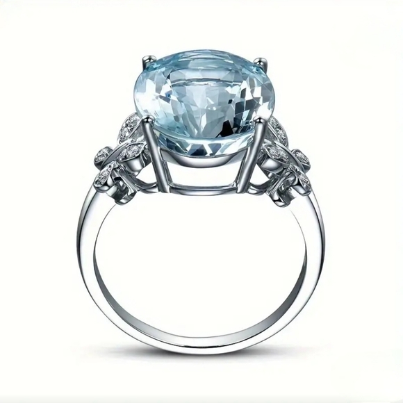 Butterfly 5 carat Aquamarine Ring 925 silver Nwt - Picture 5 of 12
